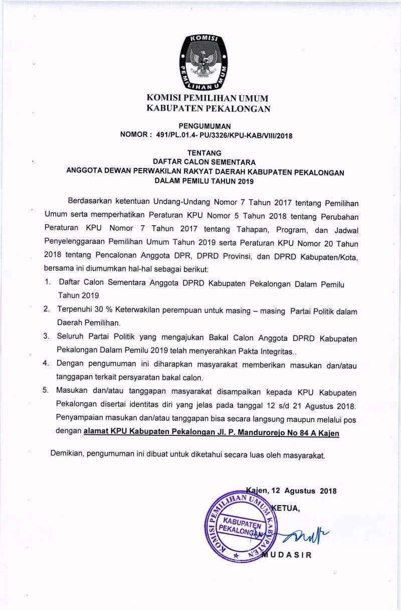 PENGUMUMAN DCS 2019