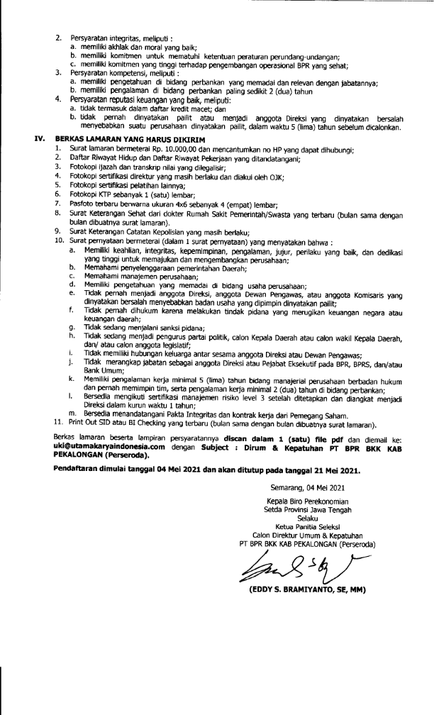 Pengumuman SelDirum KabPekalongan 002